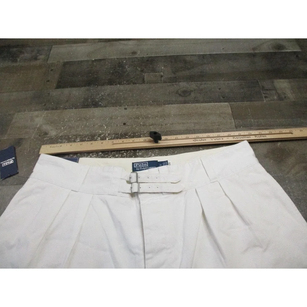 Polo Ralph Lauren Shorts Men 40 White Relaxed Fit Cotton Belted Pleated New $168
